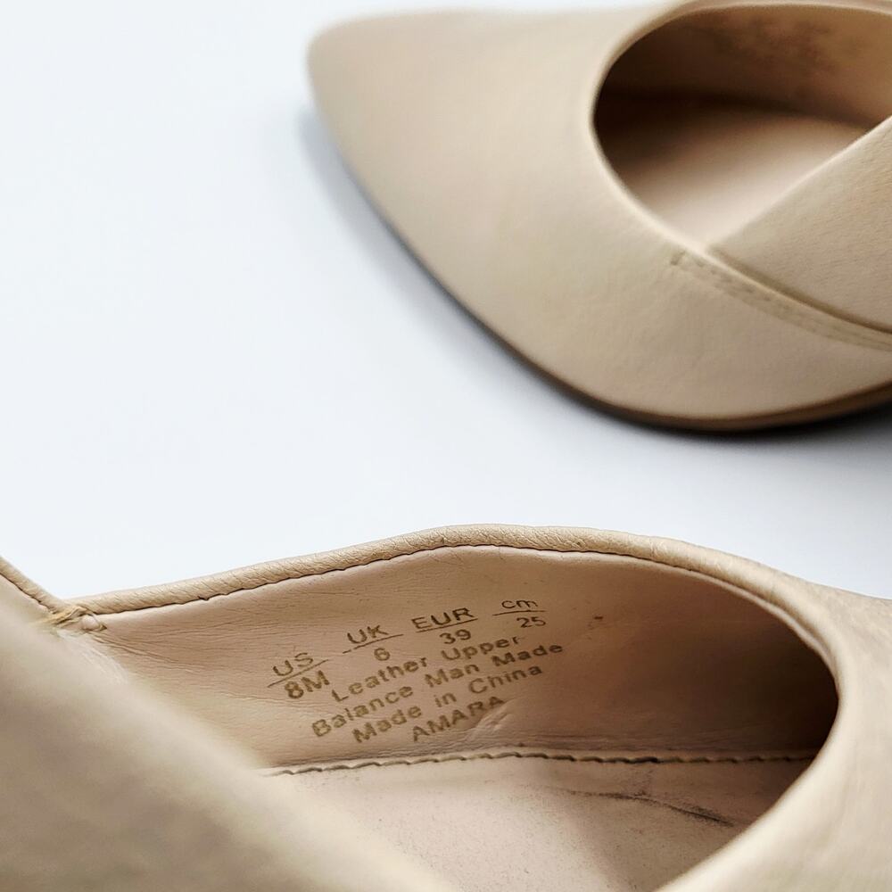 Franco Sarto Amara Cream Leather Pointed Toe Stacked Heel Pumps Women's Size 8 - Picture 7 of 9